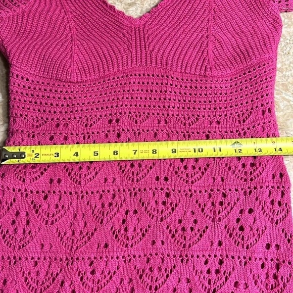 Crochet dress,pink Sm,cottagecore, tassels,fairy,whimsy,coastal,feminine,NWT - Picture 11 of 15